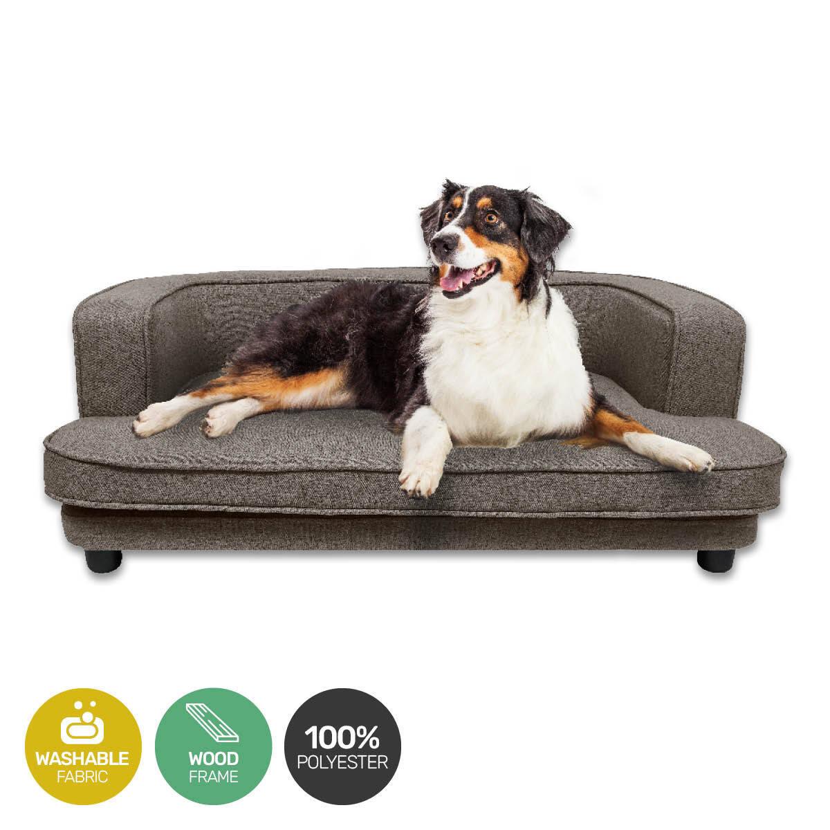 Pet Basic Pet Sofa Bed Stylish Luxurious Sturdy Washable Fabric Brown 98cm - Pet Parlour Australia