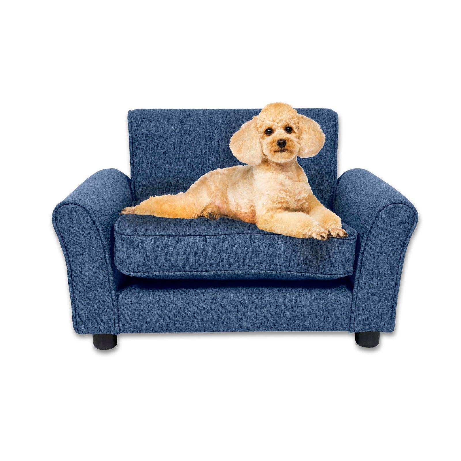 Pet Basic Pet Chair Bed Stylish Luxurious Sturdy Washable Fabric Blue 65cm - Pet Parlour Australia