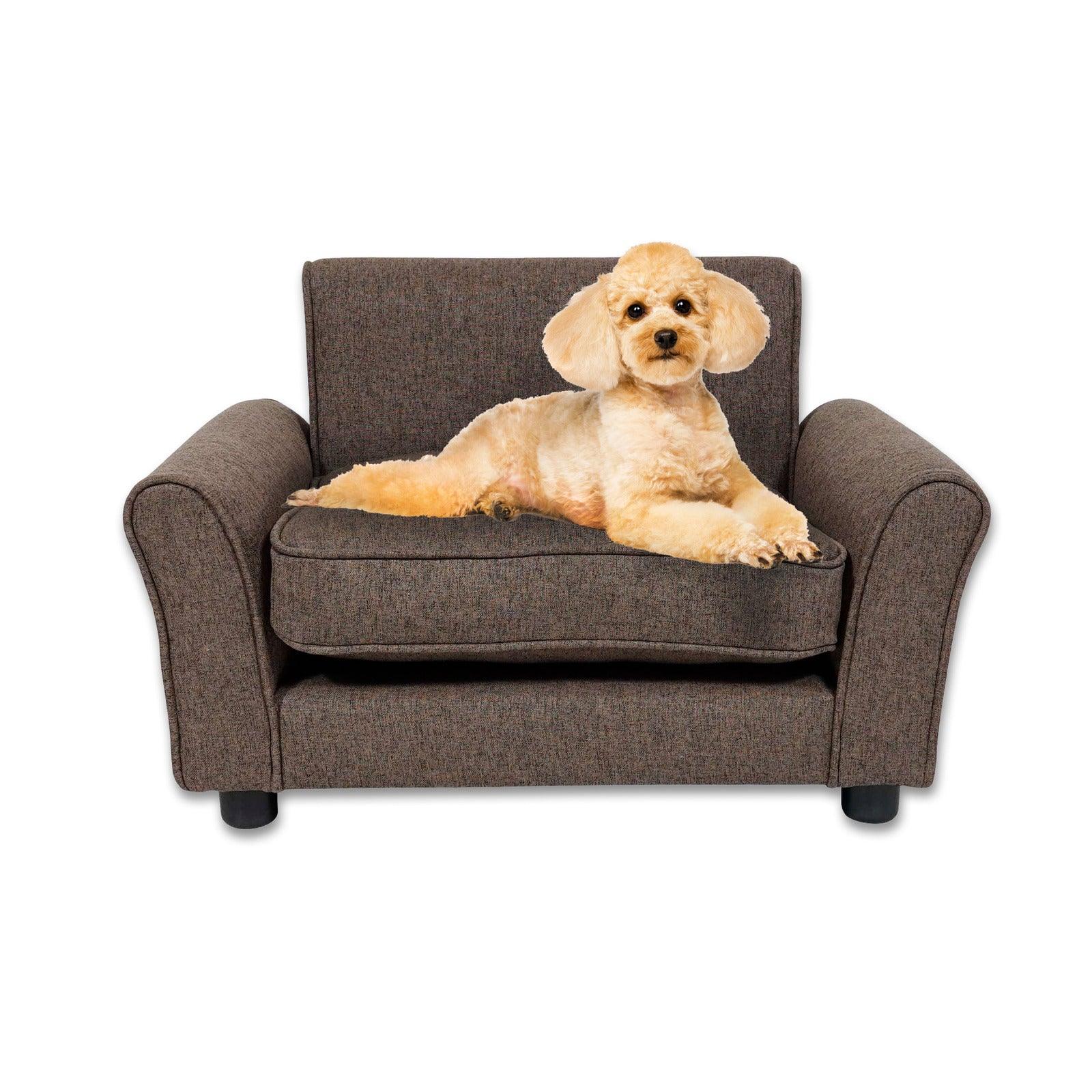 Pet Basic Pet Chair Bed Stylish Luxurious Sturdy Washable Fabric Brown 65cm - Pet Parlour Australia