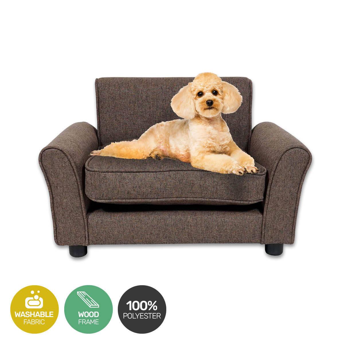 Pet Basic Pet Chair Bed Stylish Luxurious Sturdy Washable Fabric Brown 65cm - Pet Parlour Australia