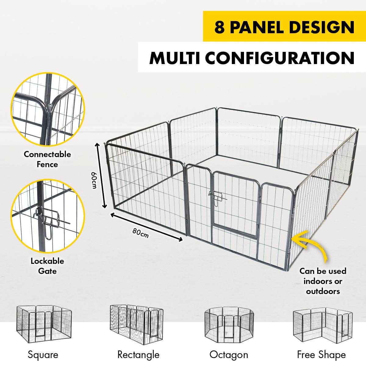 Pet Basic 8 Panel Pet Playpen Exercise Enclosure Cage Puppy Dog 80cm x 60cm - Pet Parlour Australia