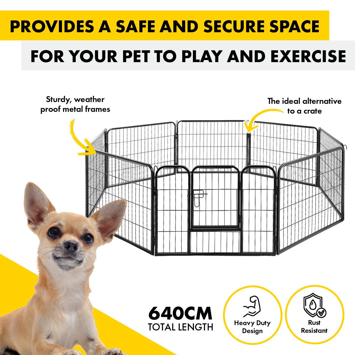 Pet Basic 8 Panel Pet Playpen Exercise Enclosure Cage Puppy Dog 80cm x 60cm - Pet Parlour Australia