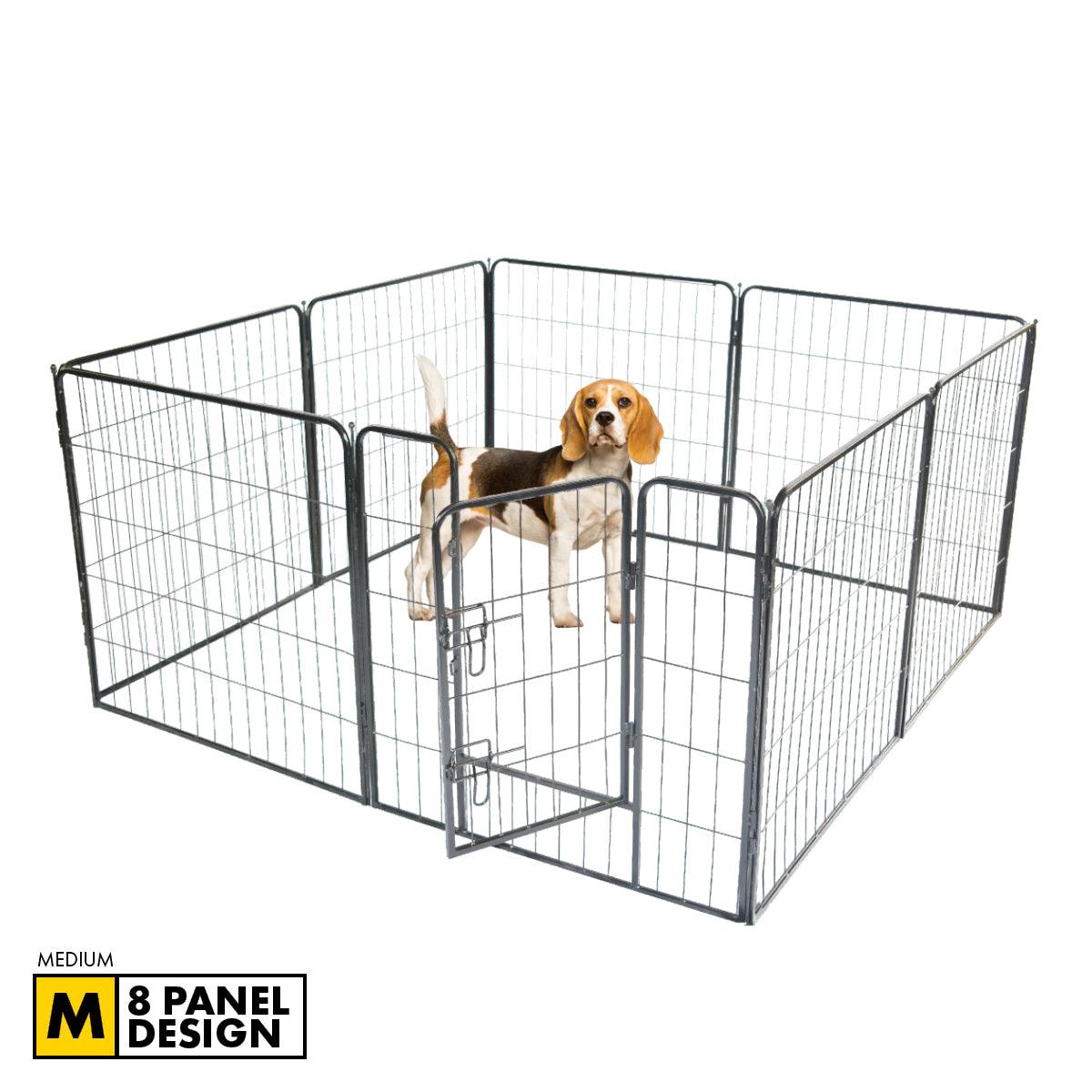 Pet Basic 8 Panel Pet Playpen Exercise Enclosure Cage Puppy Dog 80cm x 80cm - Pet Parlour Australia