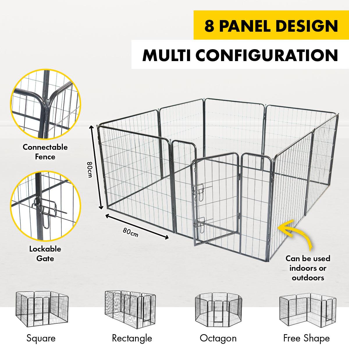 Pet Basic 8 Panel Pet Playpen Exercise Enclosure Cage Puppy Dog 80cm x 80cm - Pet Parlour Australia