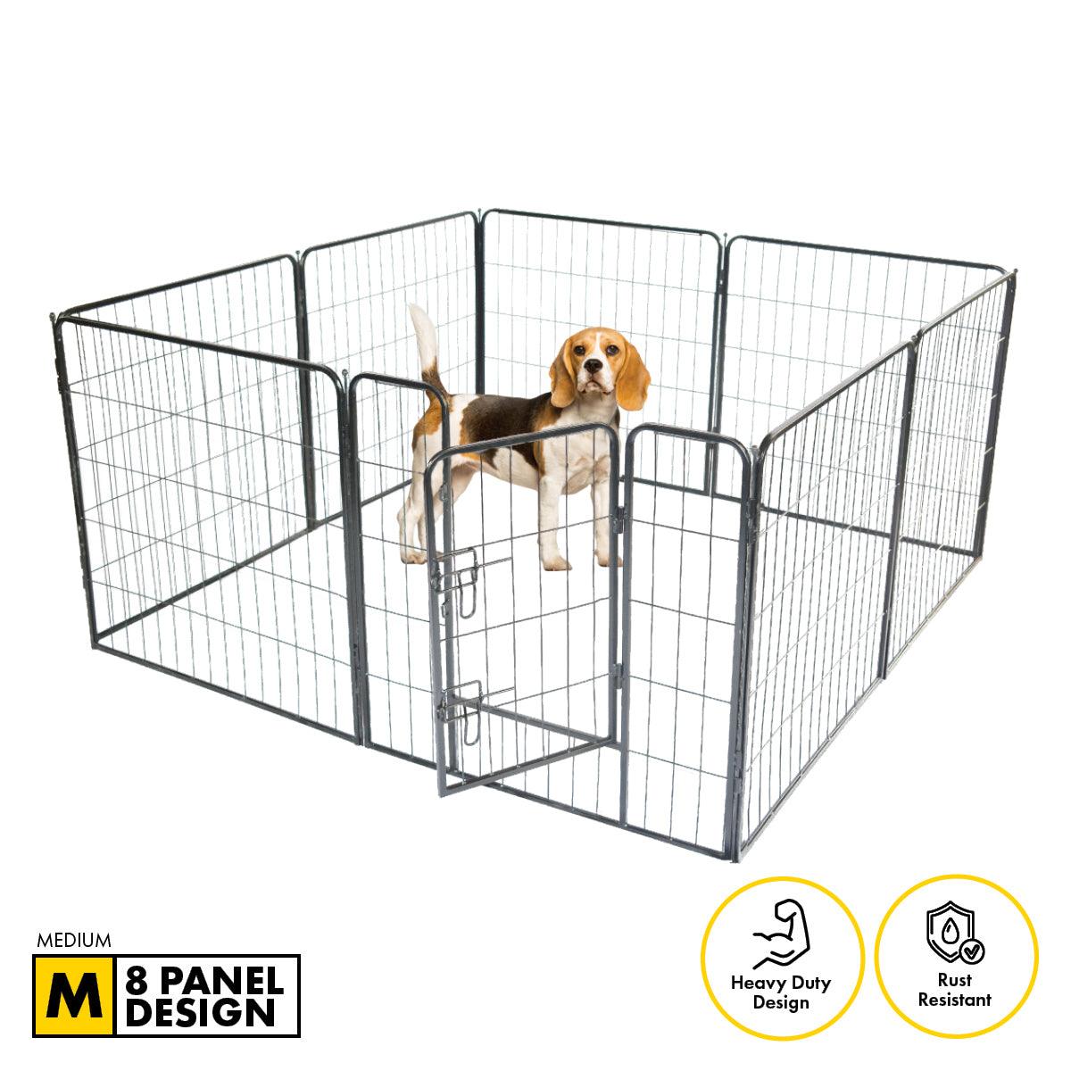 Pet Basic 8 Panel Pet Playpen Exercise Enclosure Cage Puppy Dog 80cm x 80cm - Pet Parlour Australia