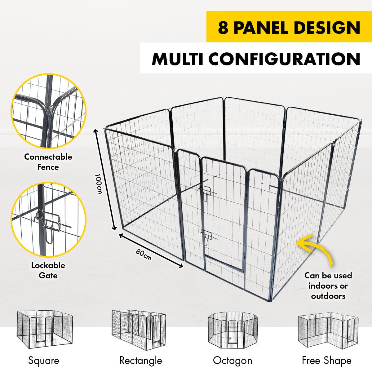 Pet Basic 8 Panel Pet Playpen Exercise Enclosure Cage Puppy Dog 80cm x 100cm - Pet Parlour Australia