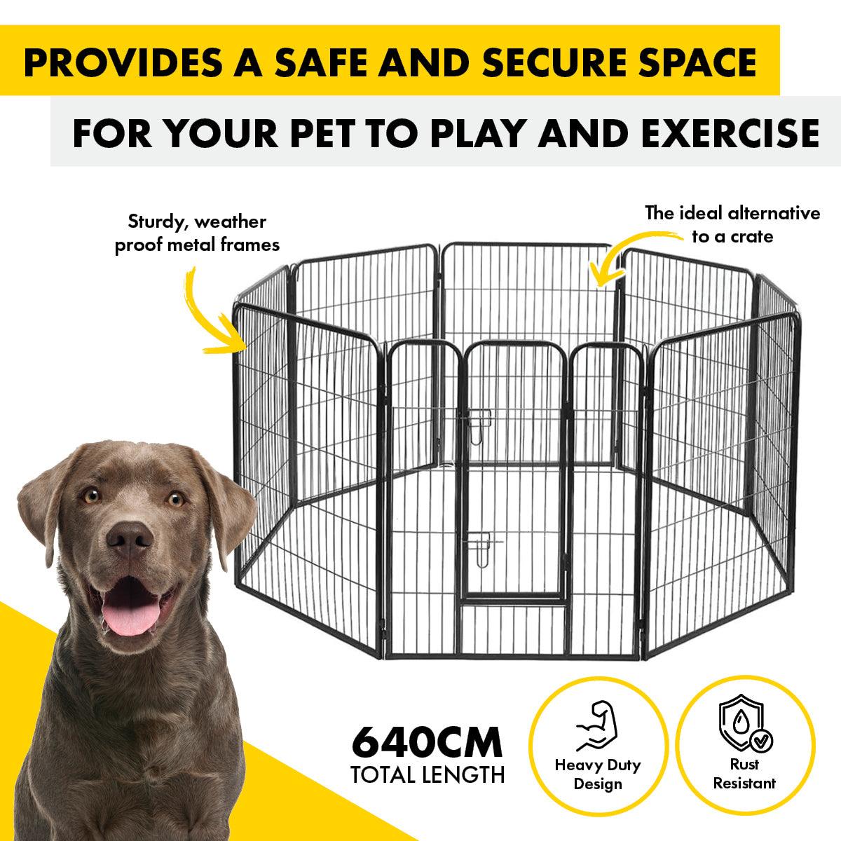 Pet Basic 8 Panel Pet Playpen Exercise Enclosure Cage Puppy Dog 80cm x 100cm - Pet Parlour Australia