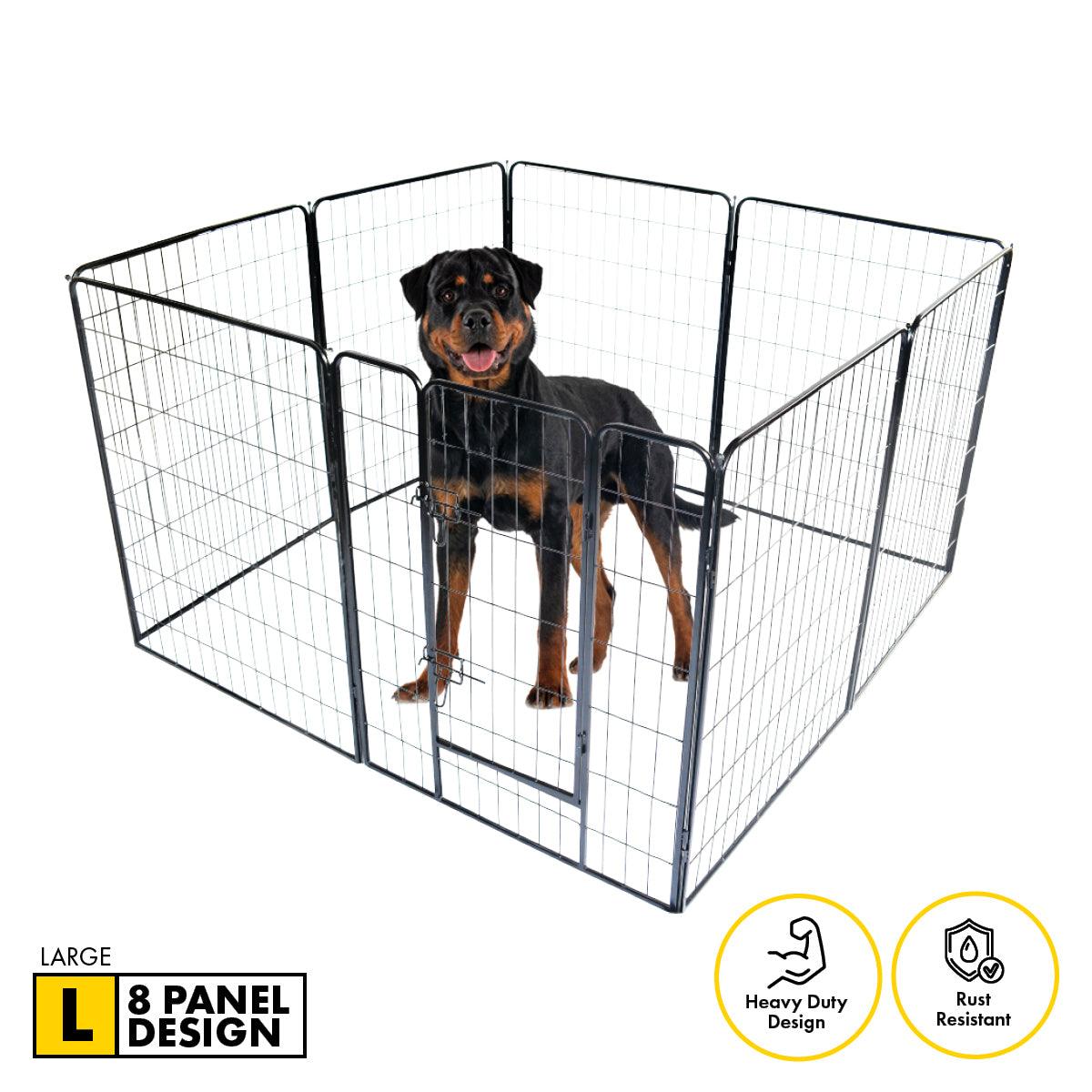 Pet Basic 8 Panel Pet Playpen Exercise Enclosure Cage Puppy Dog 80cm x 100cm - Pet Parlour Australia