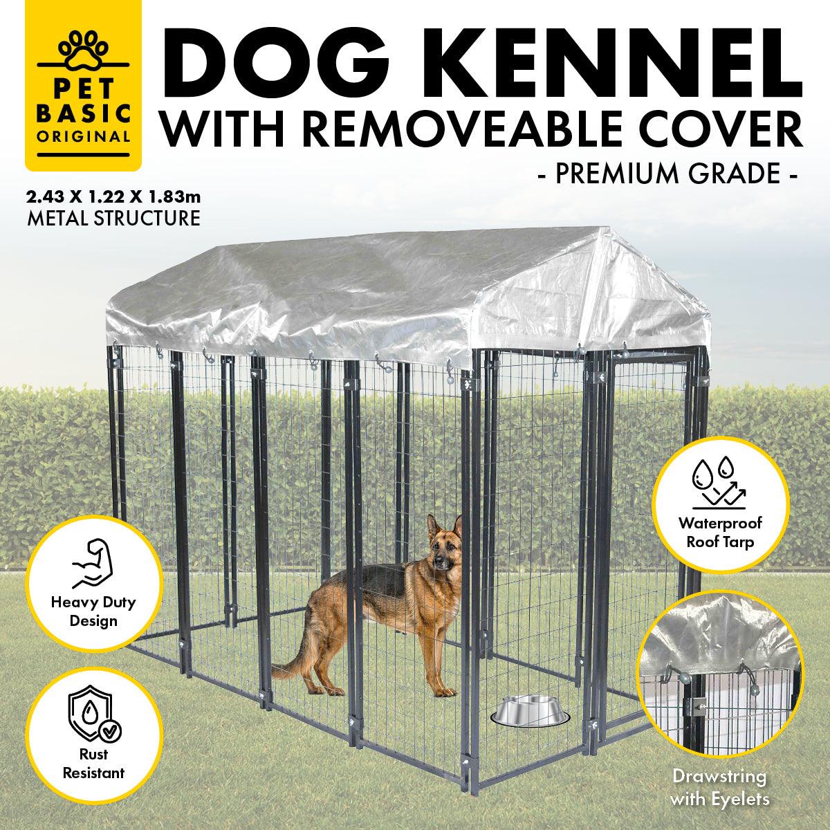 Pet Basic 1.83 x 2.43 x 1.22m Dog Kennel Enclosure Waterproof Lockable Gate - Pet Parlour Australia