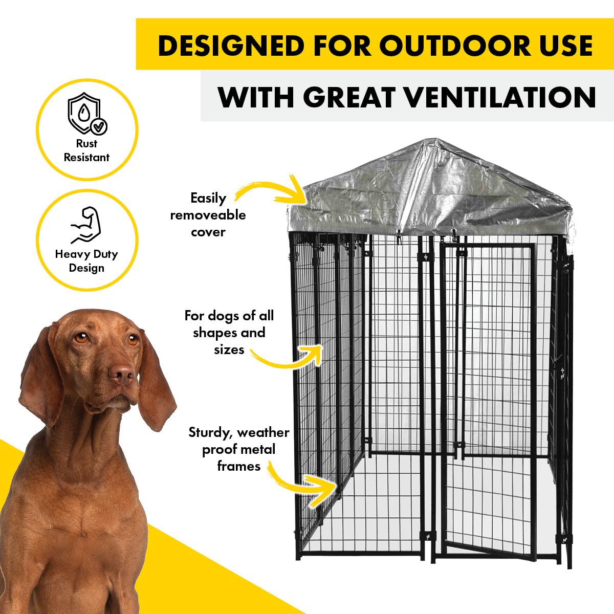 Pet Basic 1.83 x 2.43 x 1.22m Dog Kennel Enclosure Waterproof Lockable Gate - Pet Parlour Australia