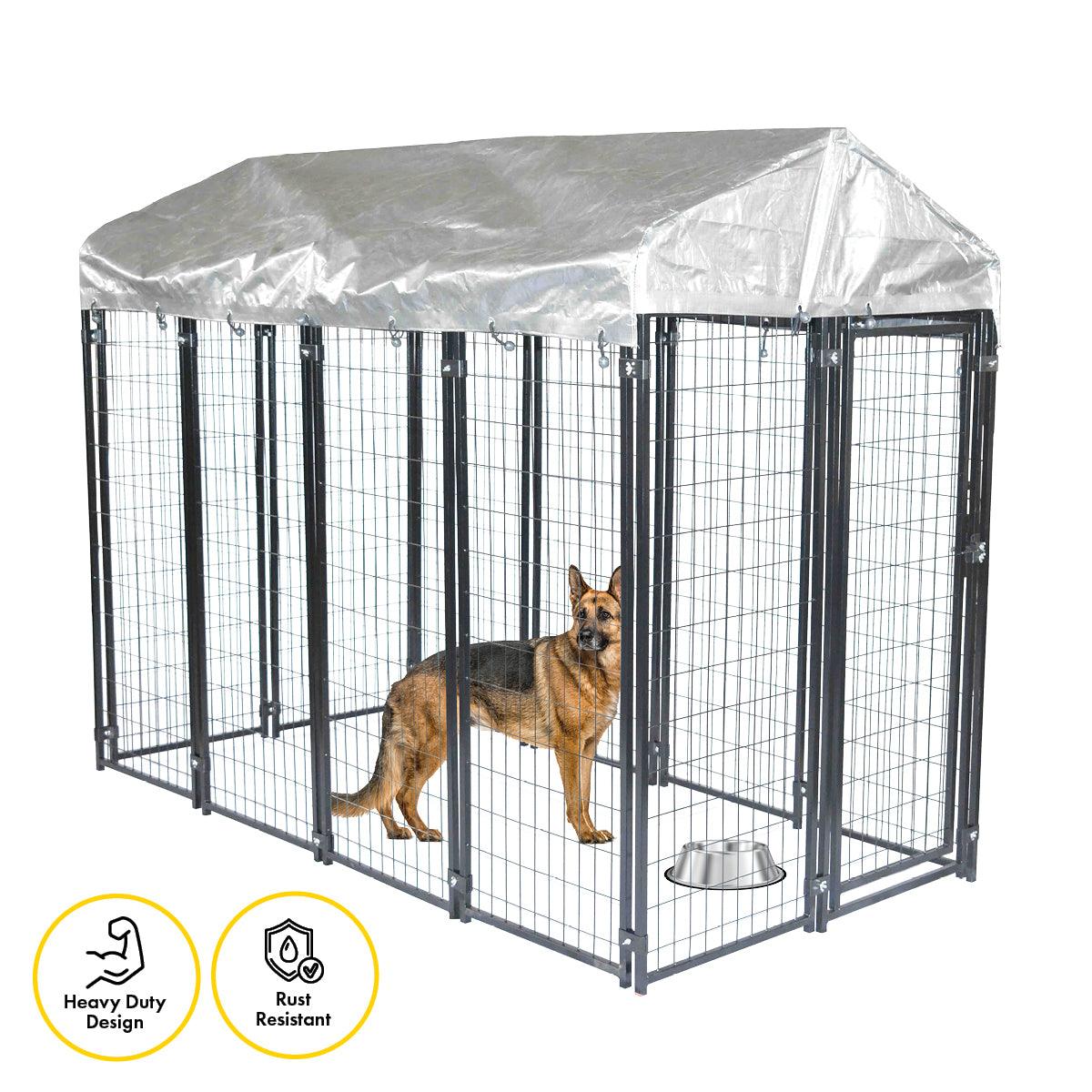 Pet Basic 1.83 x 2.43 x 1.22m Dog Kennel Enclosure Waterproof Lockable Gate - Pet Parlour Australia