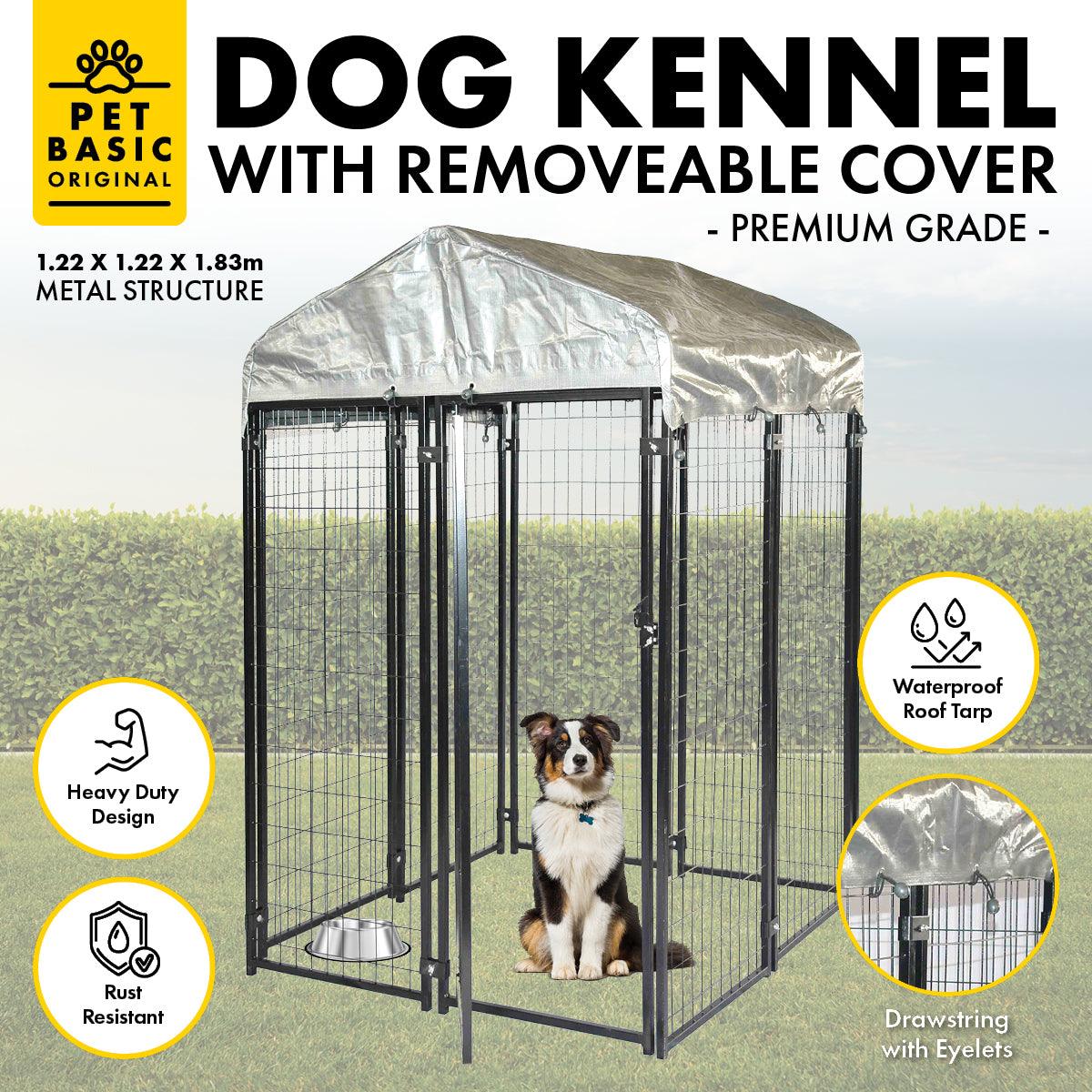 Pet Basic 1.83 x 1.22 x 1.22m Dog Kennel Enclosure Waterproof Lockable Gate - Pet Parlour Australia