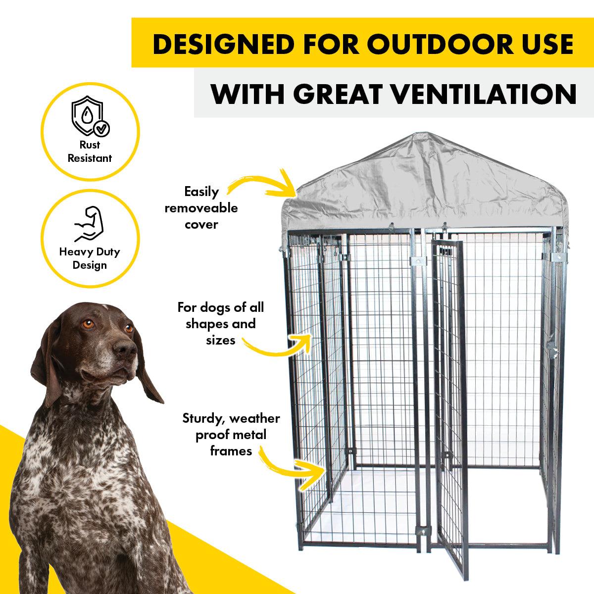 Pet Basic 1.83 x 1.22 x 1.22m Dog Kennel Enclosure Waterproof Lockable Gate - Pet Parlour Australia