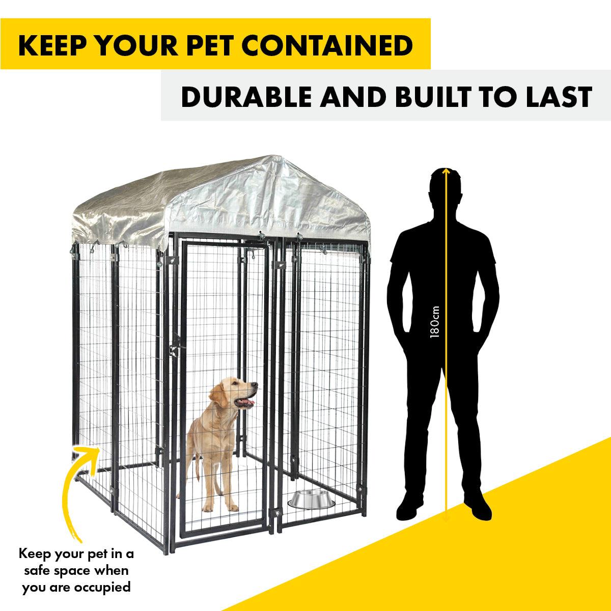 Pet Basic 1.83 x 1.22 x 1.22m Dog Kennel Enclosure Waterproof Lockable Gate - Pet Parlour Australia