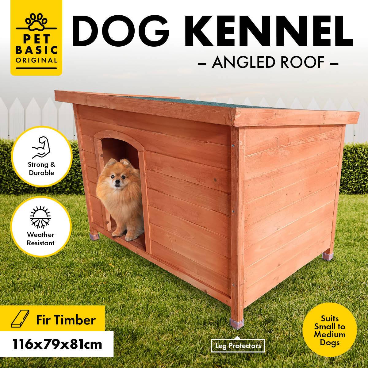 Pet Basic Dog Kennel Weather Resistant Timber Elevated Lift Top Roof 116cm - Pet Parlour Australia