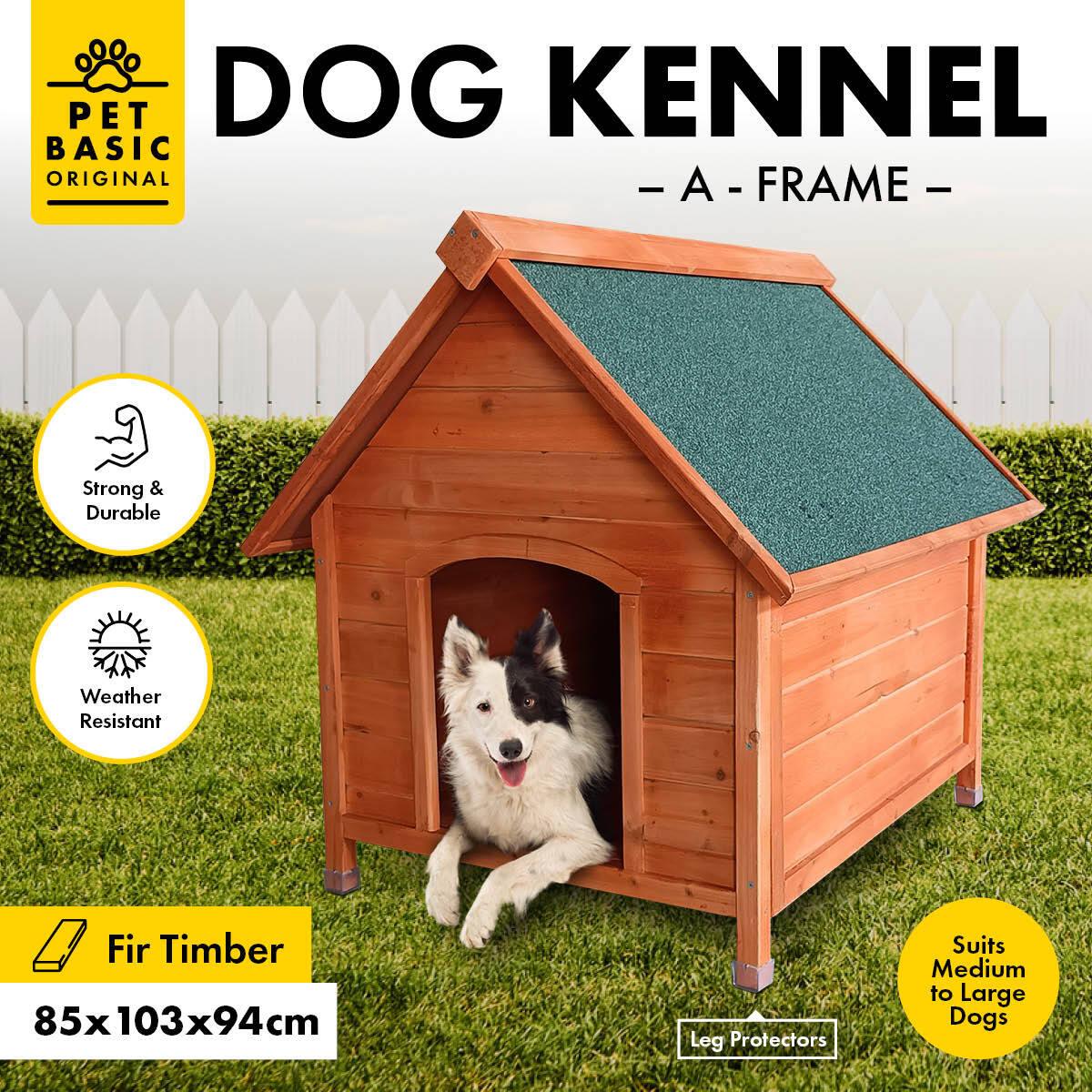 Pet Basic Dog Kennel A Frame Weather Resistant Timber Elevated Base 103cm - Pet Parlour Australia