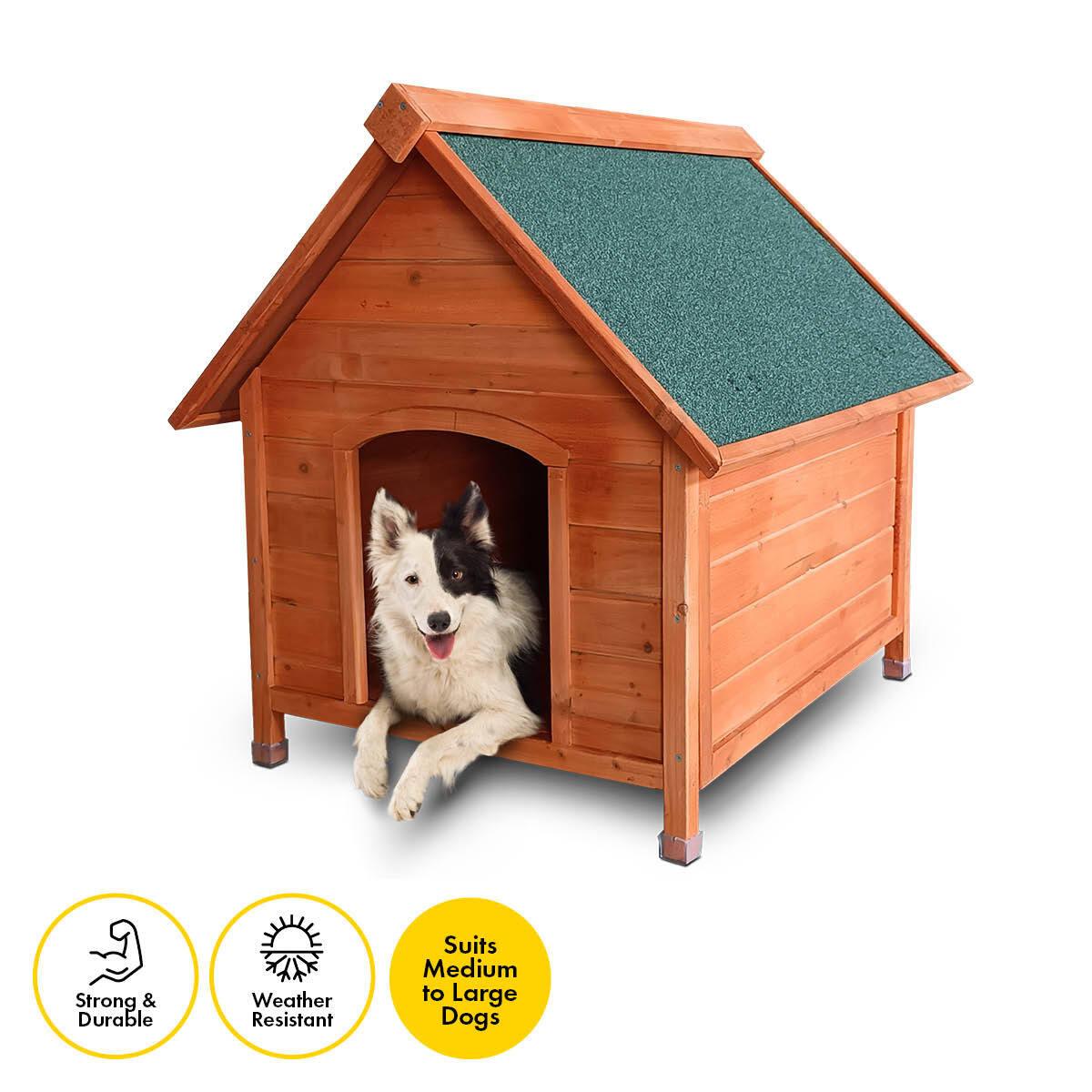 Pet Basic Dog Kennel A Frame Weather Resistant Timber Elevated Base 103cm - Pet Parlour Australia