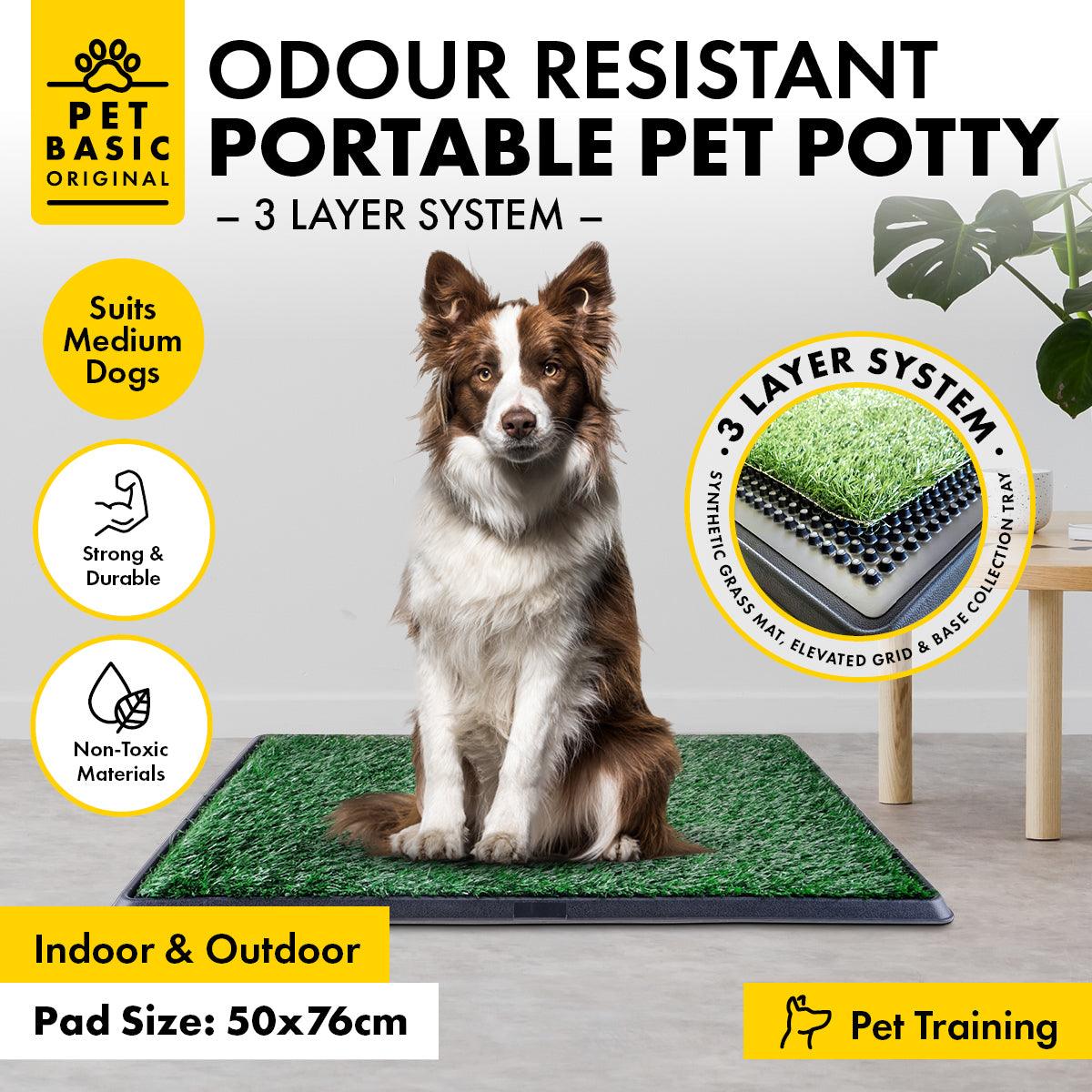 Pet Basic Portable Dog Potty Trainer 3 Layer System Odour Resistant 76 x 50cm - Pet Parlour Australia