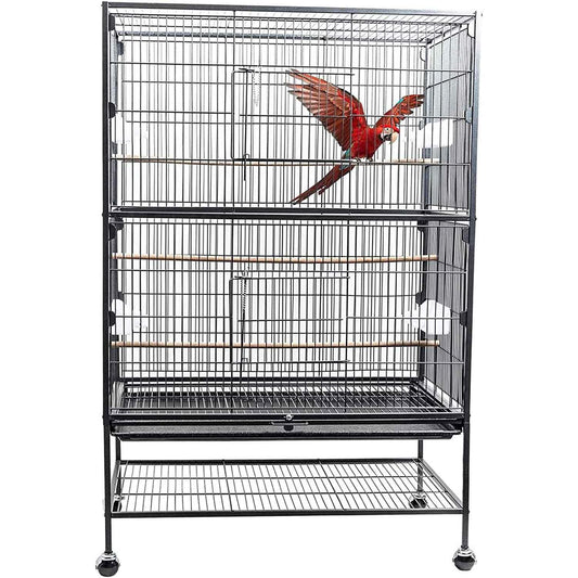 132cm Large Rolling Mobile Bird Cage Birdcage Finch Aviary Parrot Animals Playtop Stand Canary Finch - Pet Parlour Australia