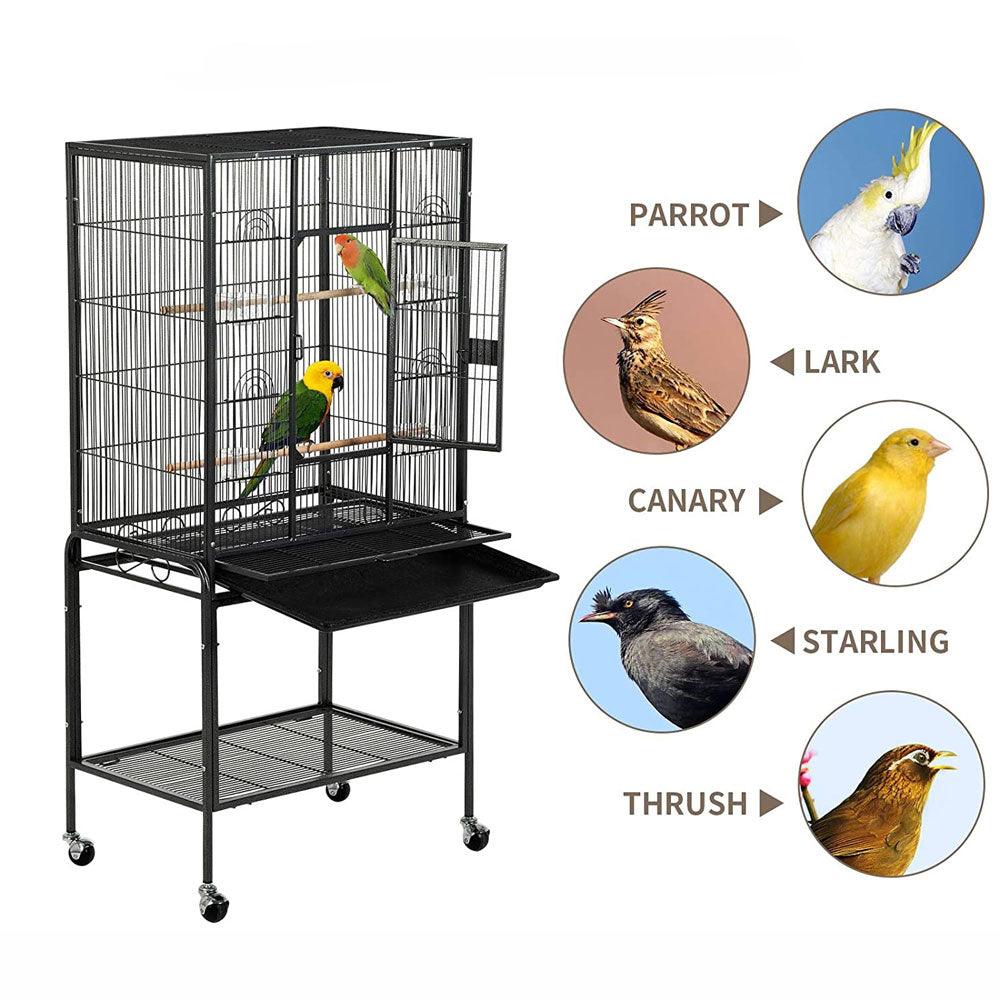 134cm Large Bird Aviary Cage Heavy Duty Parrot Budgie Parakeet Cockatoo Perch Cage Storage Shelf - Pet Parlour Australia