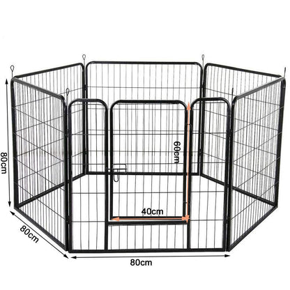 6 Panel Pet Dog Cat Bunny Puppy Play pen Playpen 80x80cm Exercise Cage Dog Panel Fence - Pet Parlour Australia
