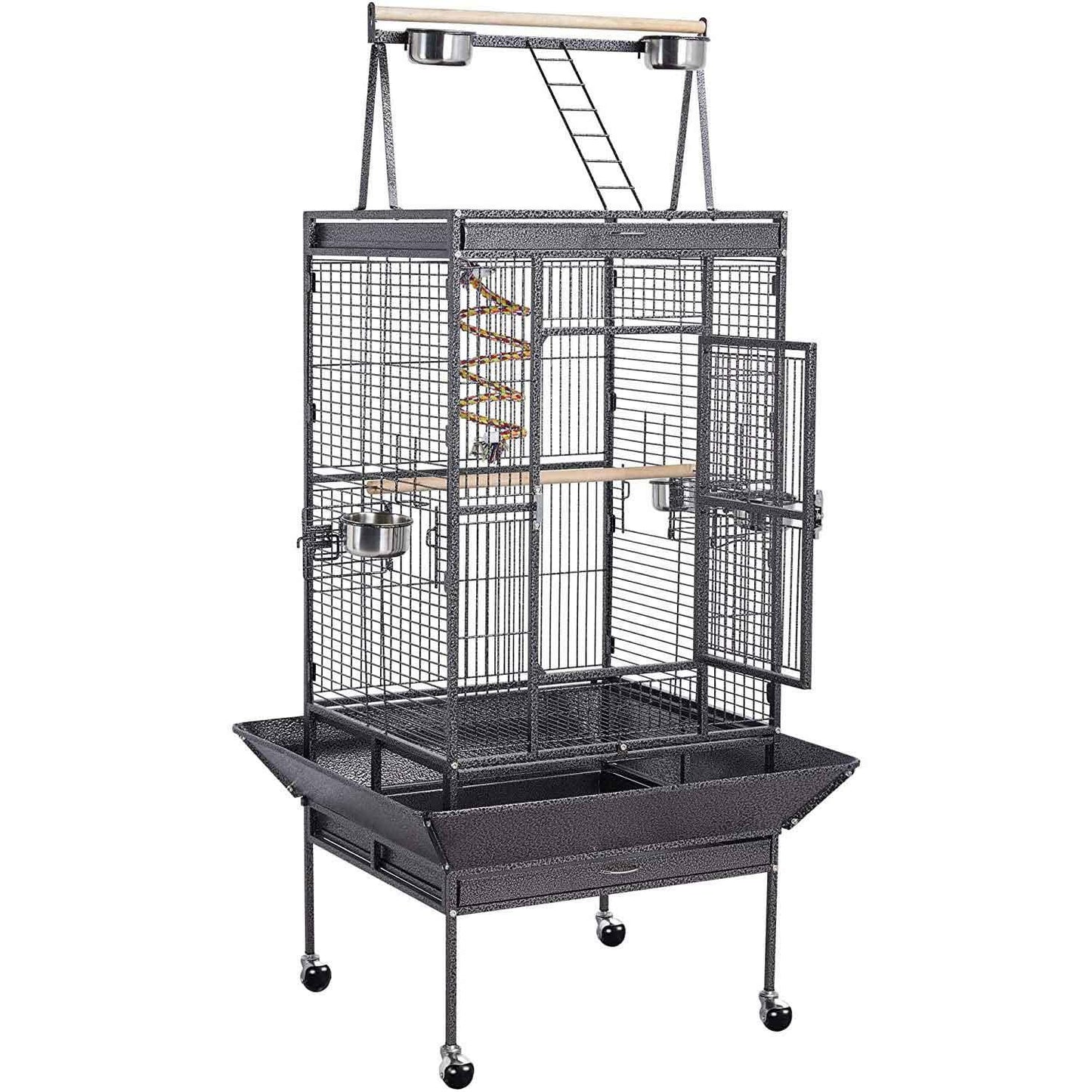 174cm Large Rolling Mobile Bird Cage Birdcage Finch Aviary Parrot Animals Playtop Stand Canary Finch - Pet Parlour Australia
