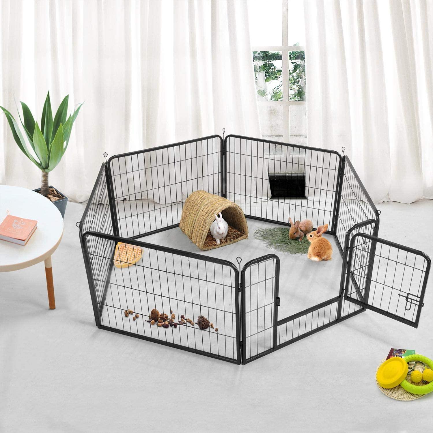 6 Panel Pet Dog Cat Bunny Puppy Play pen Playpen 60x80 cm Exercise Cage Dog Panel Fence - Pet Parlour Australia