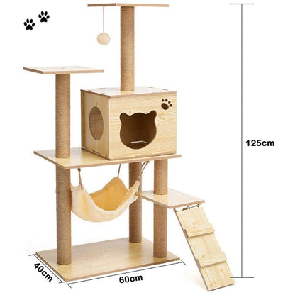Modern Multi-Level Cats Tree Kittens Scratching Posts Sisal Rope Soft Nest Bed Cat Furniture Tree - Pet Parlour Australia