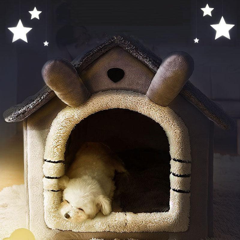 Small Dog House Bed Portable Cat Bed Removable Cushion Cat Cave, Foldable Pets Puppy Kitten Rabbit - Pet Parlour Australia