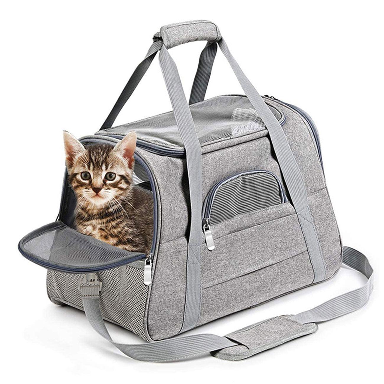 Pet Carrier Bag Travel Bag for Cats and Small Dogs Cozy Bed, Shoulder Strap - Pet Parlour Australia