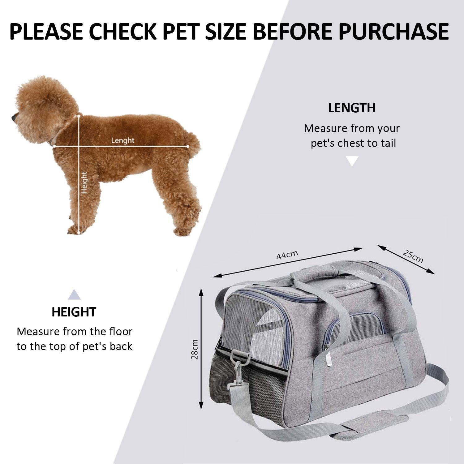 Pet Carrier Bag Travel Bag for Cats and Small Dogs Cozy Bed, Shoulder Strap - Pet Parlour Australia